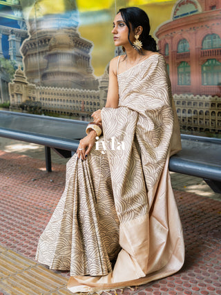 The Dreamy Waves Kanjeevaram in Vanilla Cream