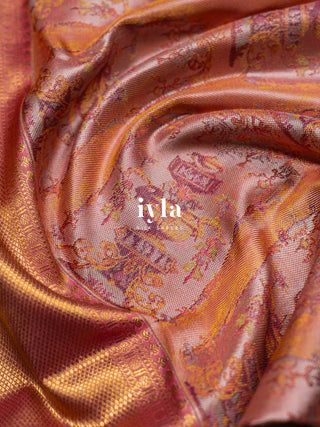 The Vintage Ornate Affair Kanjeevaram in Apricot Orange