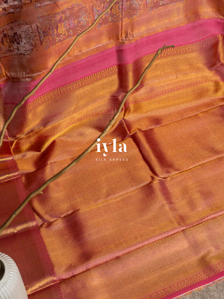 The Vintage Ornate Affair Kanjeevaram in Apricot Orange