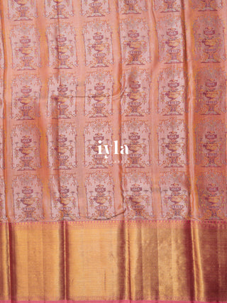 The Vintage Ornate Affair Kanjeevaram in Apricot Orange