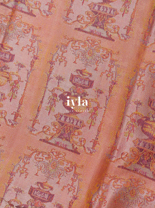 The Vintage Ornate Affair Kanjeevaram in Apricot Orange