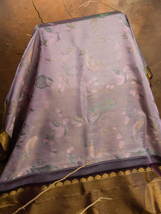The Wings of Wonder Kanjeevaram in Dusty Lavender