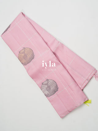 The Taffy Pink Moonlit Deer Kanjeevaram