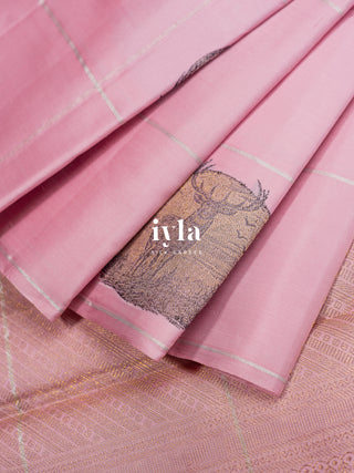 The Taffy Pink Moonlit Deer Kanjeevaram