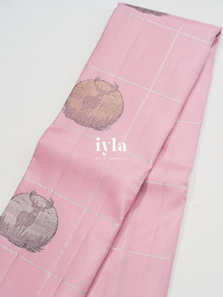 The Taffy Pink Moonlit Deer Kanjeevaram