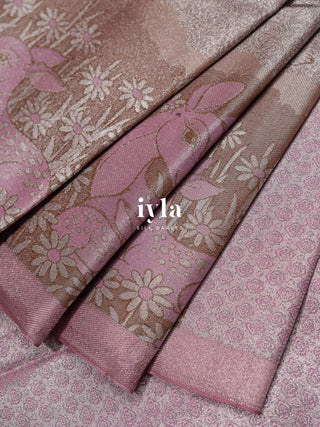 The Deer in Petalscape Kanjeevaram in Pastel Pink