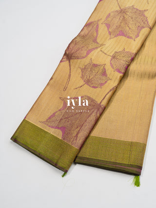 The Tropical Leaves Kanjeevaram in Champagne Yellow