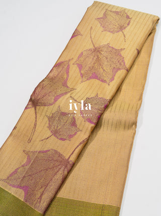 The Tropical Leaves Kanjeevaram in Champagne Yellow