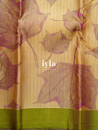 The Tropical Leaves Kanjeevaram in Champagne Yellow