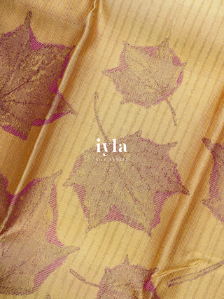 The Tropical Leaves Kanjeevaram in Champagne Yellow