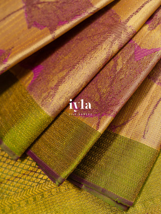 The Tropical Leaves Kanjeevaram in Champagne Yellow