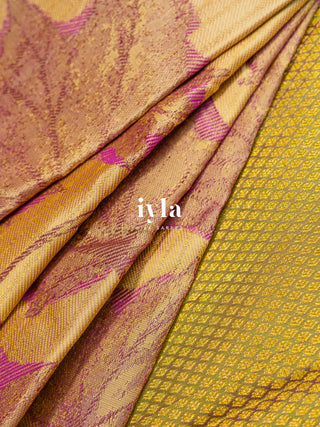 The Tropical Leaves Kanjeevaram in Champagne Yellow