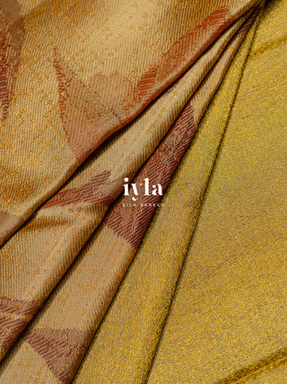 The Trumpet Lily Kanjeevaram in Gold Beige