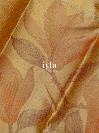 The Trumpet Lily Kanjeevaram in Gold Beige