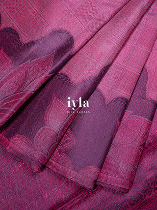 The Bridgerton Inspired Lotus Kanjeevaram in Deep Orchid