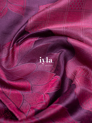 The Bridgerton Inspired Lotus Kanjeevaram in Deep Orchid