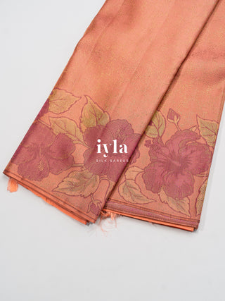 The Korean Hibiscus Kanjeevaram in Peachy Pink