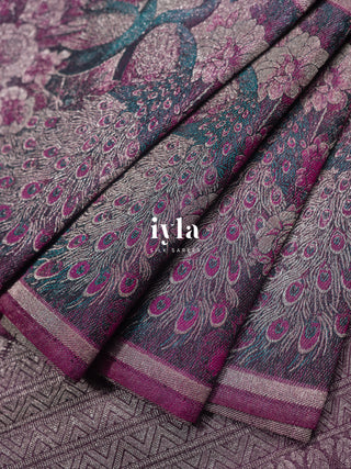 The Whimsical Peacock Dream Kanjeevaram in Purple Chroma