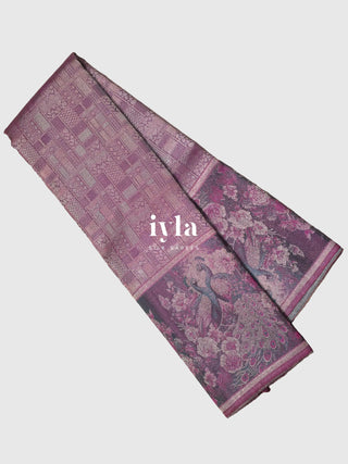 The Whimsical Peacock Dream Kanjeevaram in Purple Chroma