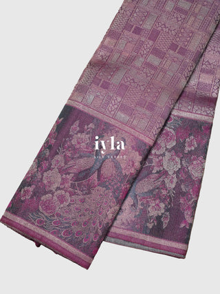 The Whimsical Peacock Dream Kanjeevaram in Purple Chroma