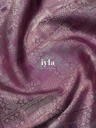 The Whimsical Peacock Dream Kanjeevaram in Purple Chroma