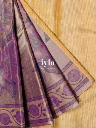 The Winter Wonderland Blooms Kanjeevaram in Dark Beige