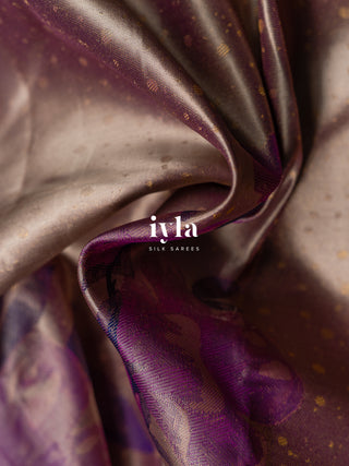 The Winter Wonderland Blooms Kanjeevaram in Dark Beige