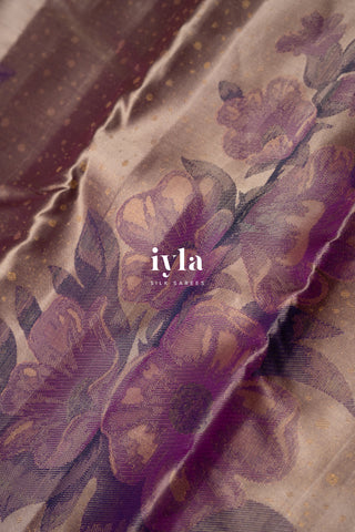 The Winter Wonderland Blooms Kanjeevaram in Dark Beige