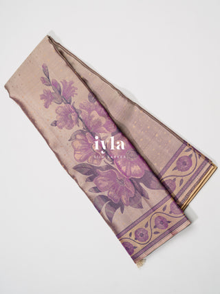 The Winter Wonderland Blooms Kanjeevaram in Dark Beige