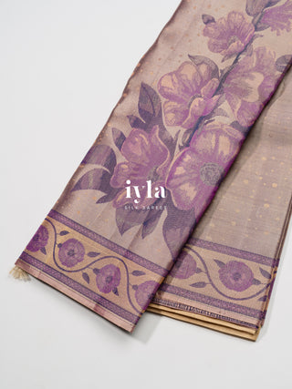 The Winter Wonderland Blooms Kanjeevaram in Dark Beige