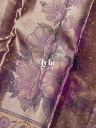 The Winter Wonderland Blooms Kanjeevaram in Dark Beige