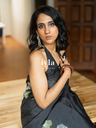 The Black Wish Tree Kanjeevaram in Couture Palette