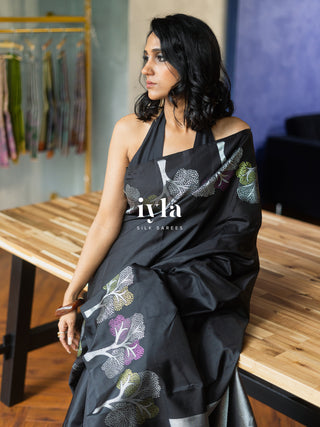 The Black Wish Tree Kanjeevaram in Couture Palette