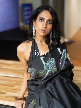 The Black Wish Tree Kanjeevaram in Couture Palette