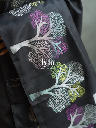 The Black Wish Tree Kanjeevaram in Couture Palette