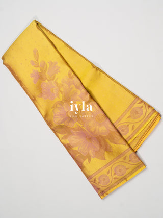 The Wonderland Dreamscape Bloom Kanjeevaram in Butter Yellow