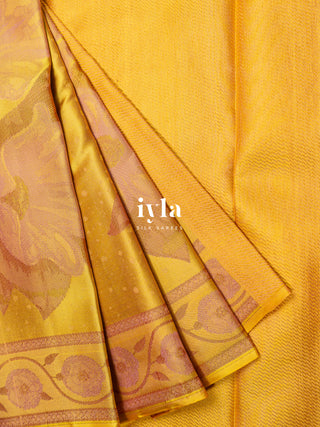 The Wonderland Dreamscape Bloom Kanjeevaram in Butter Yellow
