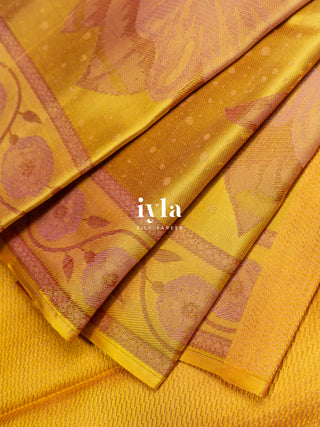 The Wonderland Dreamscape Bloom Kanjeevaram in Butter Yellow