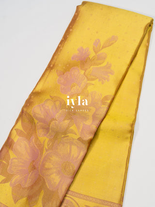 The Wonderland Dreamscape Bloom Kanjeevaram in Butter Yellow