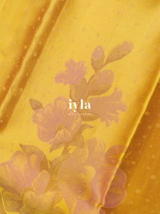The Wonderland Dreamscape Bloom Kanjeevaram in Butter Yellow