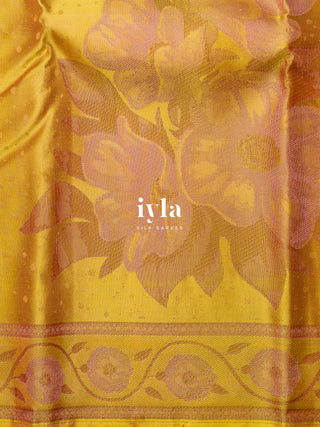 The Wonderland Dreamscape Bloom Kanjeevaram in Butter Yellow