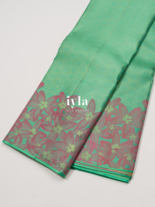 The Wood Anemone Kanjeevaram in Pastel Green