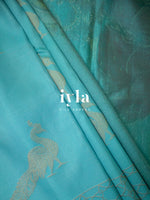Load image into Gallery viewer, The Tiffany Blue Dual Pallu Mahalakshmi - Peacock Kanjeevaram
