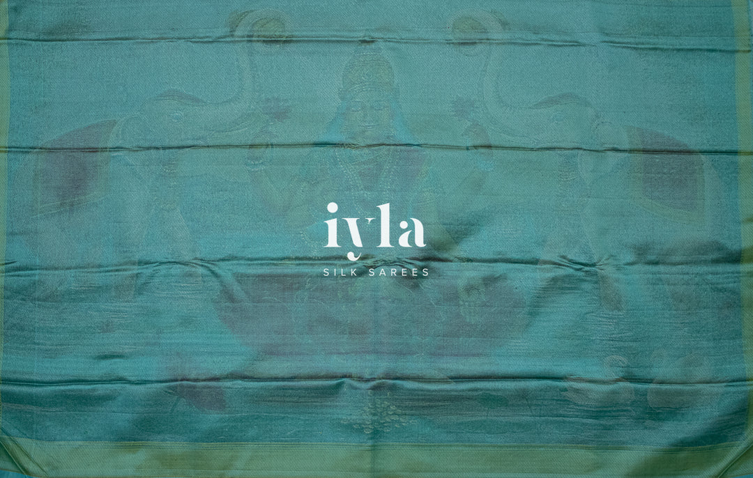 The Tiffany Blue Dual Pallu Mahalakshmi - Peacock Kanjeevaram