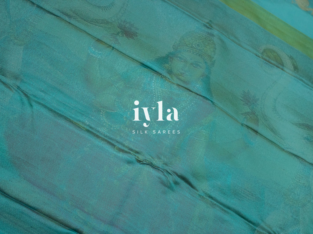 The Tiffany Blue Dual Pallu Mahalakshmi - Peacock Kanjeevaram