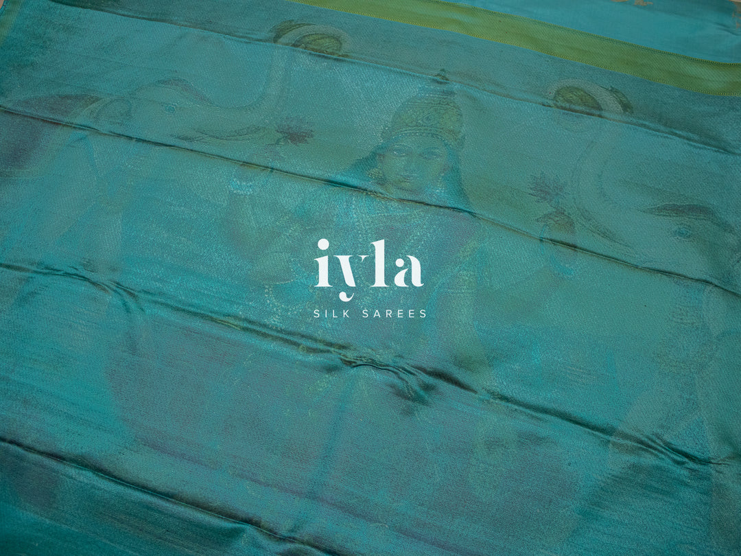 The Tiffany Blue Dual Pallu Mahalakshmi - Peacock Kanjeevaram