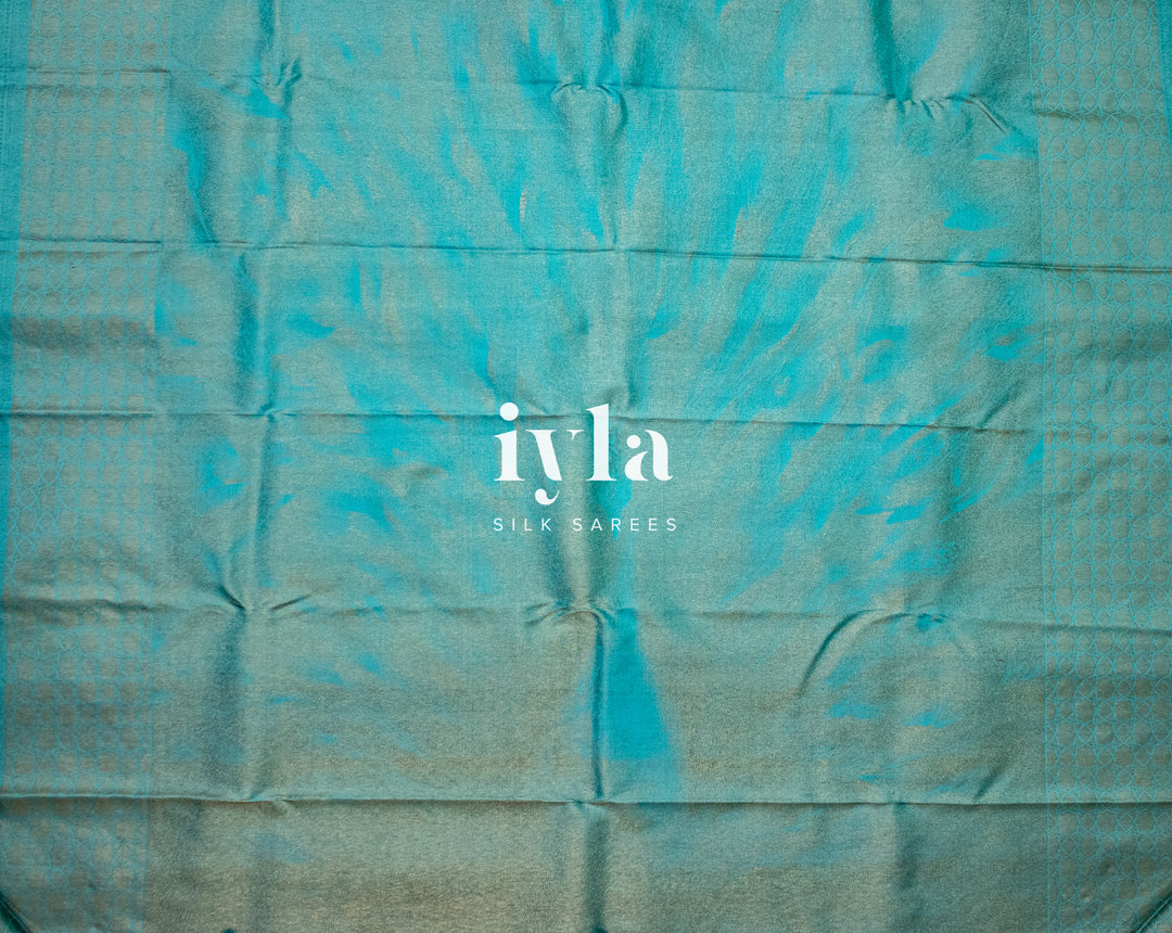 The Tiffany Blue Dual Pallu Mahalakshmi - Peacock Kanjeevaram